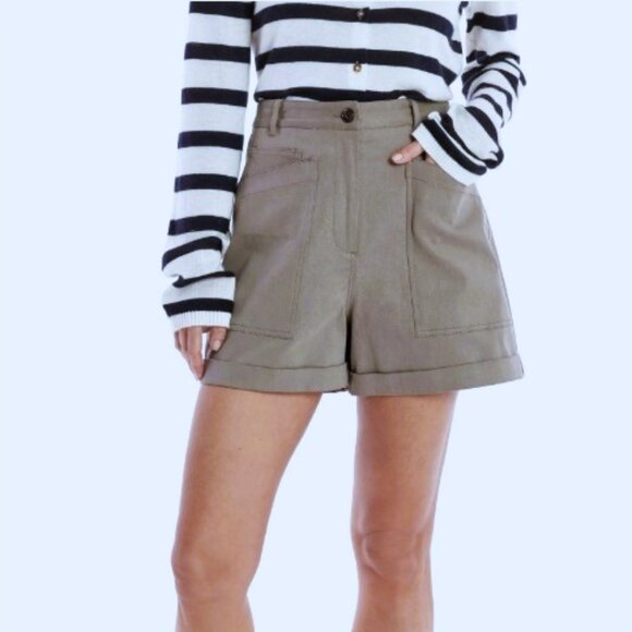 La Ligne NY High Waist Patch Pocket Shorts Mushroom Size 14 NWT - Orig. $250 - Picture 5 of 11